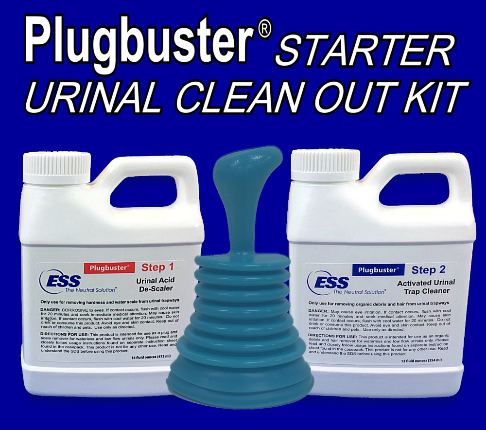  Plugbuster Commercial Grade Urinal Cleanout Kit (1 Treatment with Plunger) 